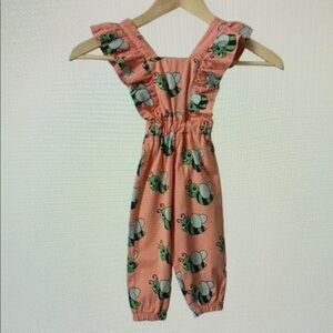 Kids Pink Bee Print Jumpsuit